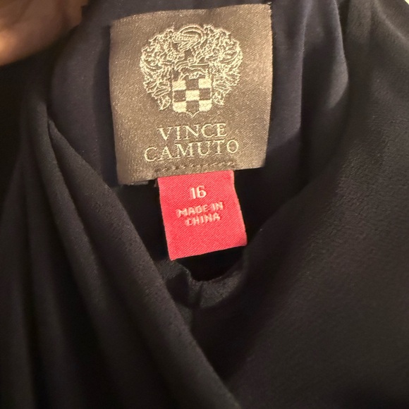 Vince Camuto Navy Chiffon-Topped Crepe Halter Jumpsuit - Picture 6 of 6